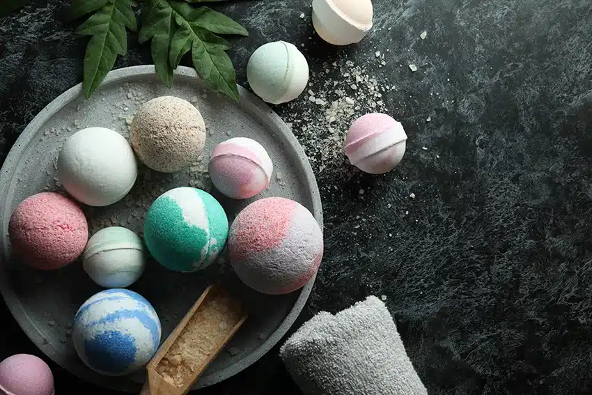 image of bathbombs for the blog about How To Make CBD Bath Bombs: 5 Simple Steps