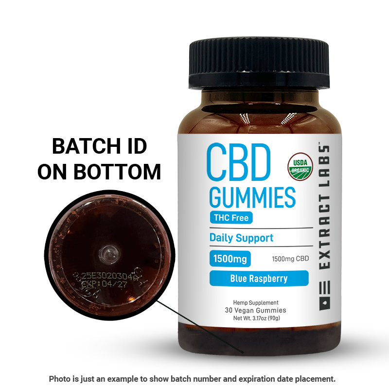 Organic THC Free Gummies | Daily Support | Blue Raspberry | Extract Labs