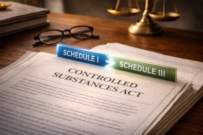 Controlled Substances Act document showing cannabis moving from Schedule I to Schedule III