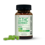 Low Dose Sour Apple Delta 9 Gummies with a bright, tangy flavor