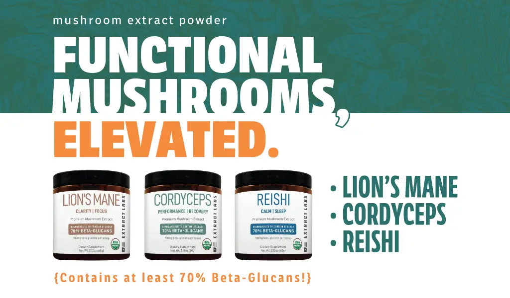 New functional mushrooms. Lion's Mane, Cordyceps and Reishi.