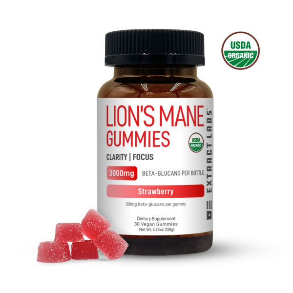 Organic Lion's Mane Gummies | Focus | Strawberry