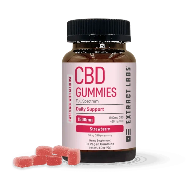 Sweetened With Allulose CBD Gummies | Daily Support | Strawberry