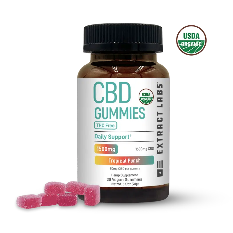 Organic CBD THC Free Gummies | Daily Support | Tropical Punch